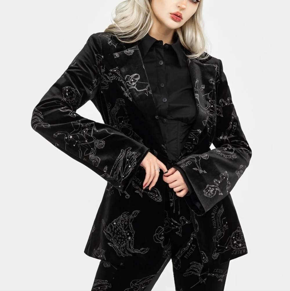 Disturbia Zodiac Foil Velvet Blazer